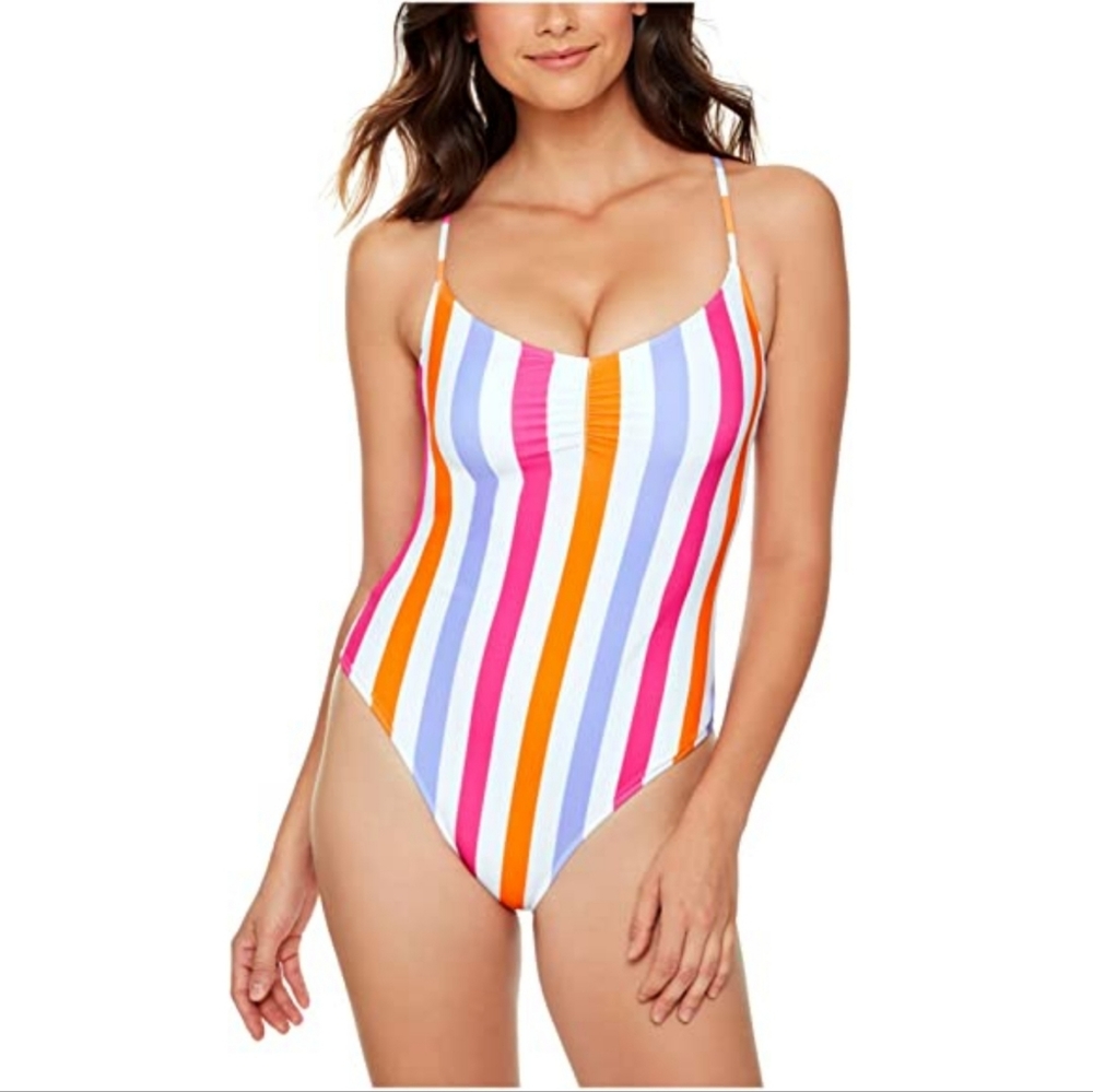 Salt + Cove Swimwear One-Piece Small Junior Zanzibar Stripe Blue M